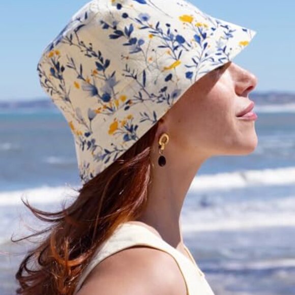 Floral Print Bucket Hat Unisex Retro Fashion Foldable Sun Protection main image 6